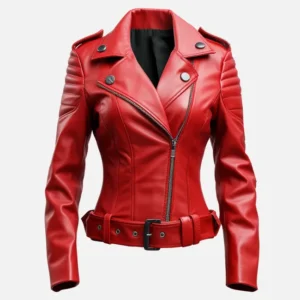 Slimfit Red Biker Leather Jacket
